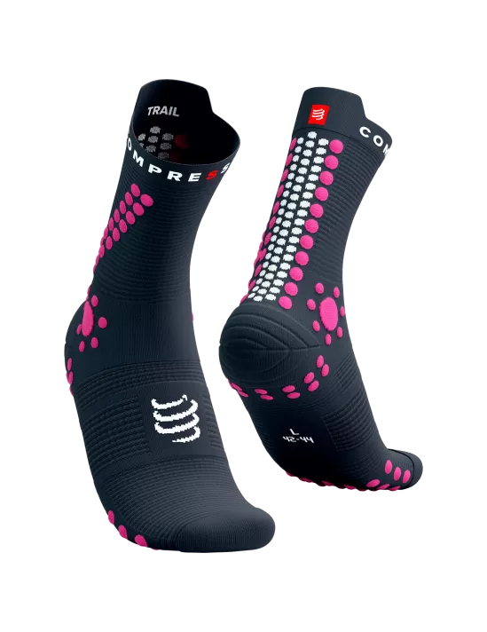 Compressport Unisex Pro Racing Socks V4.0 Trail Running Socks - Magnet/Magenta | High-Performance Athletic Socks for Marathon, Trail Running & Outdoor Sports