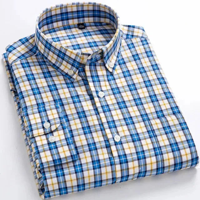 Stylish Men's Casual Checked Flannel Shirt - Comfortable Button Down Plaid Shirts for Men - Perfect for Outdoor Activities, Work & Everyday Wear