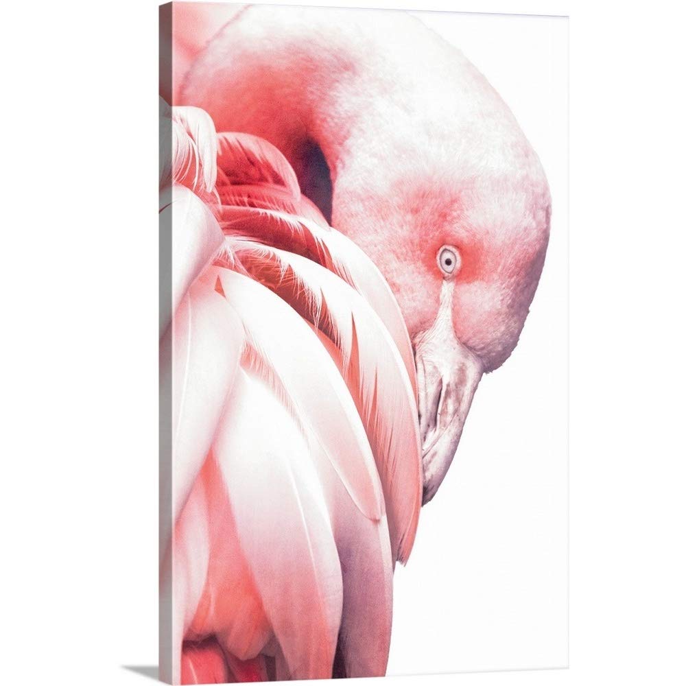 White Flamingo Canvas Wall Art Print - 24x36 Inch Tropical Bird Painting by Posterjunkie Designs | Premium Home Decor for Living Room, Bedroom & Office | Wildlife Nature Artwork for Coastal & Boho Style Interiors