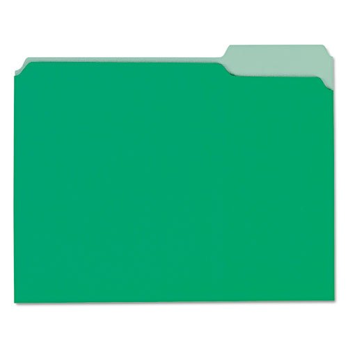 Eco-Friendly Recycled File Folders - 1/3 Cut Top Tab, Letter Size, Green, 100/Box - Perfect for Office Organization & Home Filing Systems