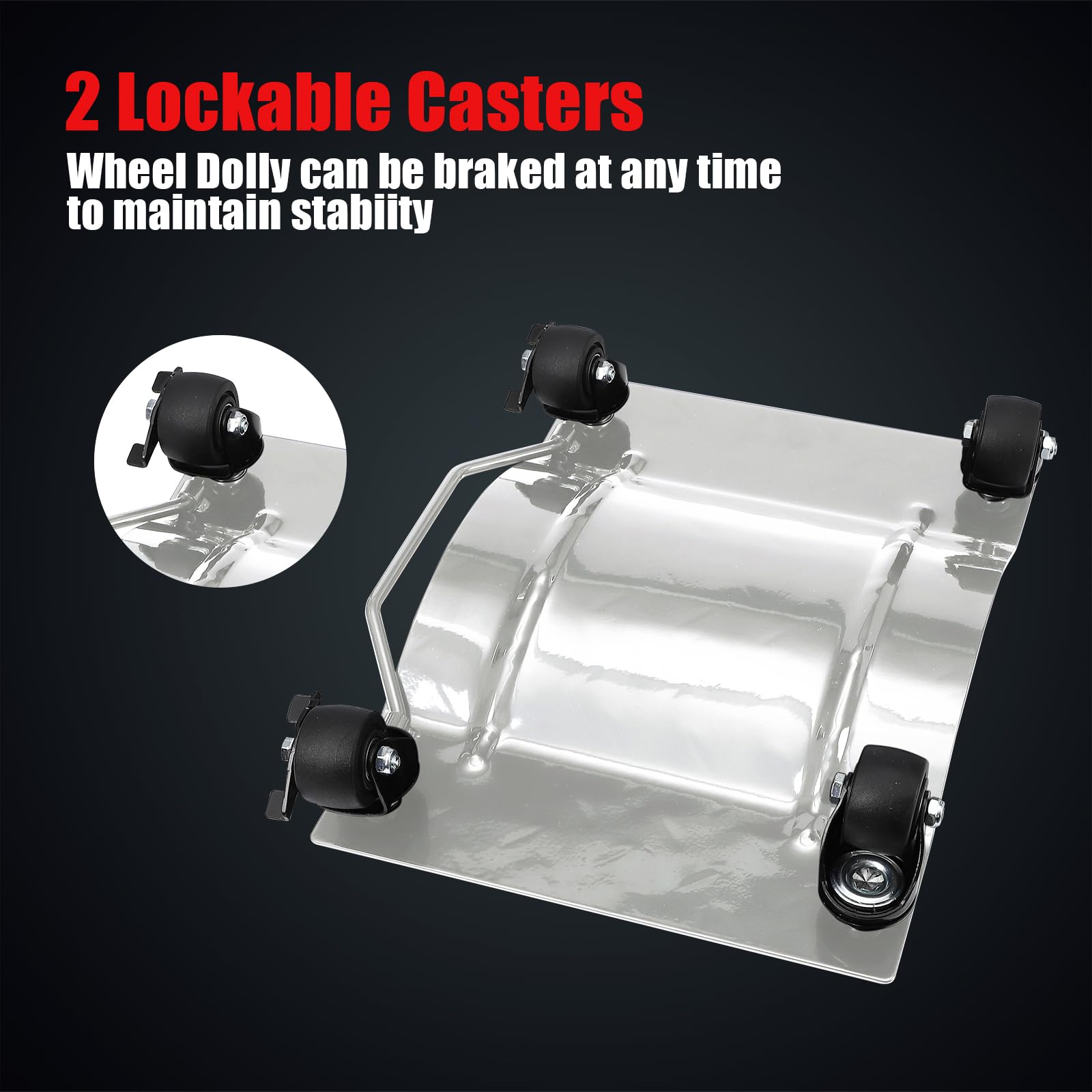 Heavy Duty Car Dolly 4-Pack - 6000 lbs Capacity Wheel Dolly with Brakes for Moving & Car Repair | Vehicle Dollies for Tires | Garage & Auto Shop Use
