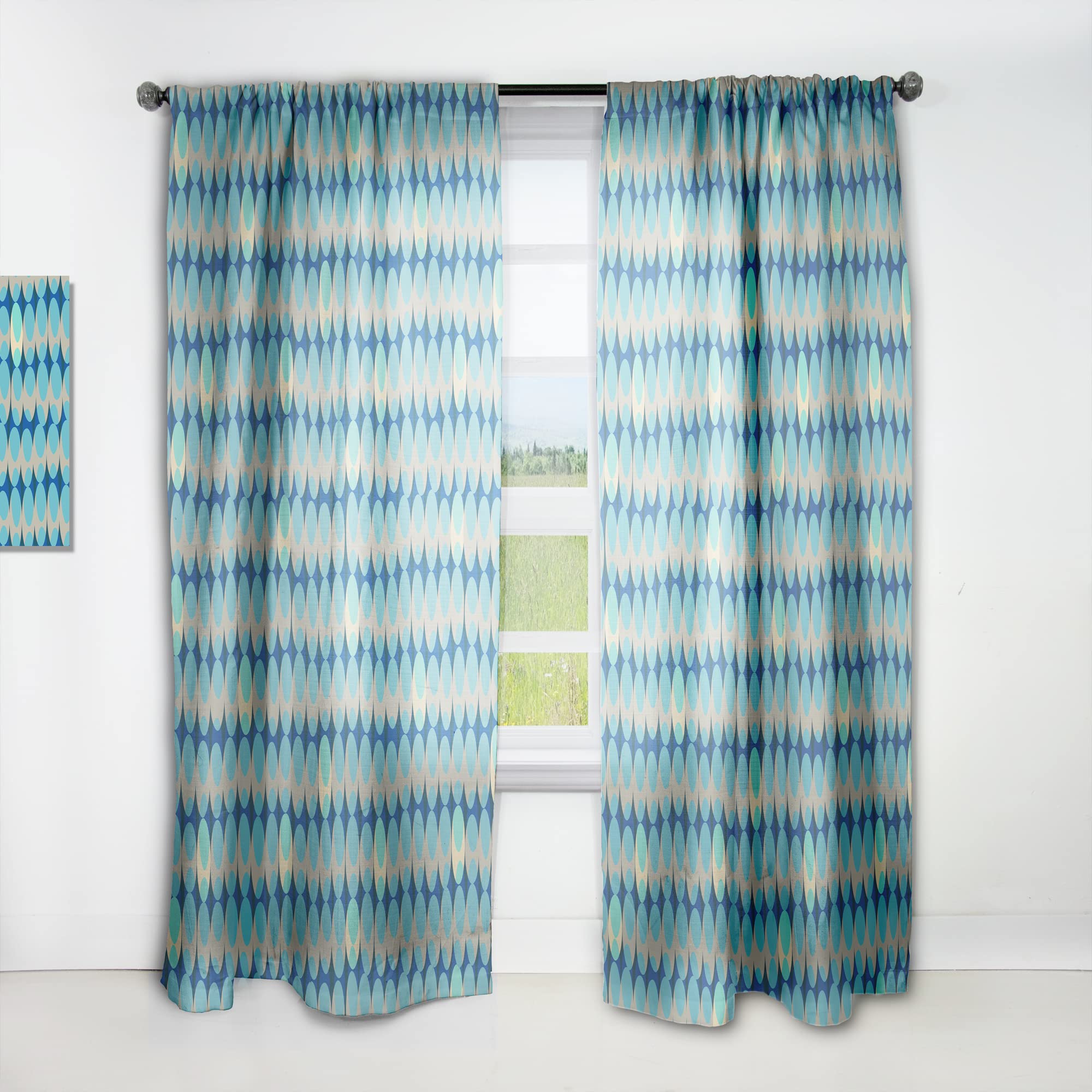 DesignQ Retro Abstract XV Thermal Insulated Curtains - 52x120 Inch Single Panel for Bedroom & Living Room - Energy Saving Blackout Drapes for Home Decor