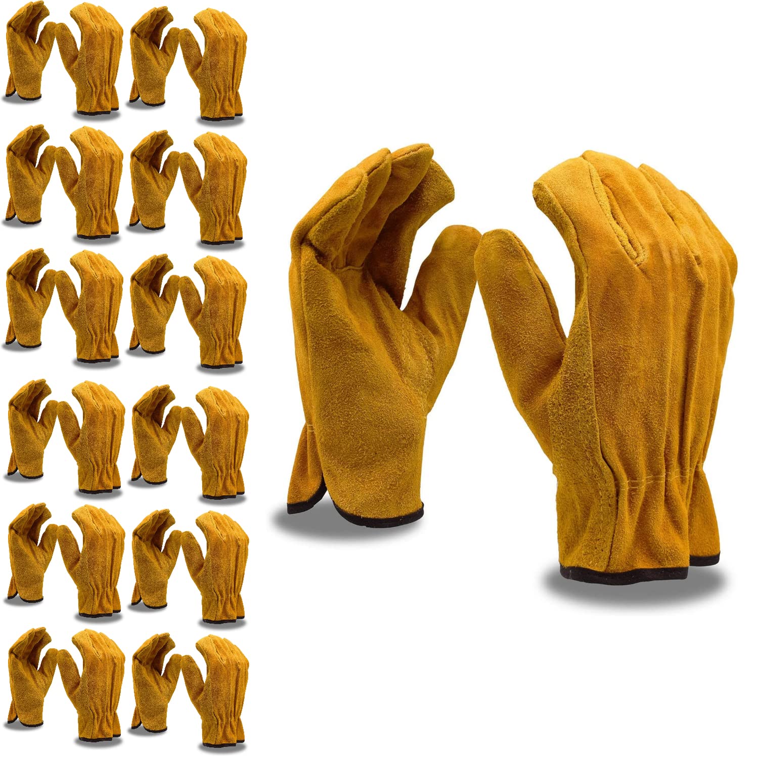 Premium Cordova 7810 Select Split Cowhide Leather Work Gloves - Durable, Breathable with Keystone Thumb & Elastic Back - Medium Size (12-Pack) - Ideal for Construction, Landscaping, and Heavy-Duty Work