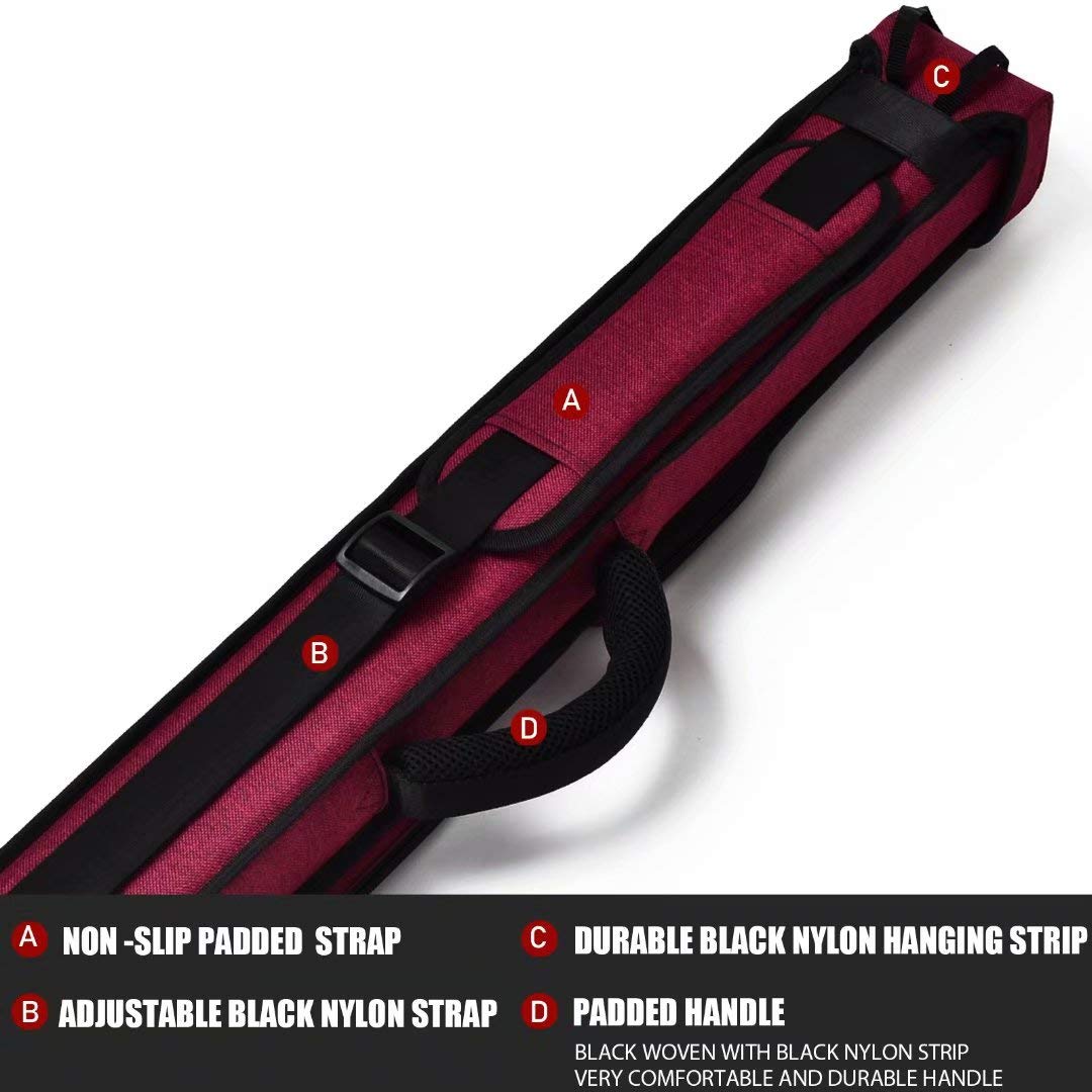 Collapsar 2X2 Pool Cue Hard Case - Durable Nylon/Leatherette Billiard Stick Carrying Case for Travel & Storage