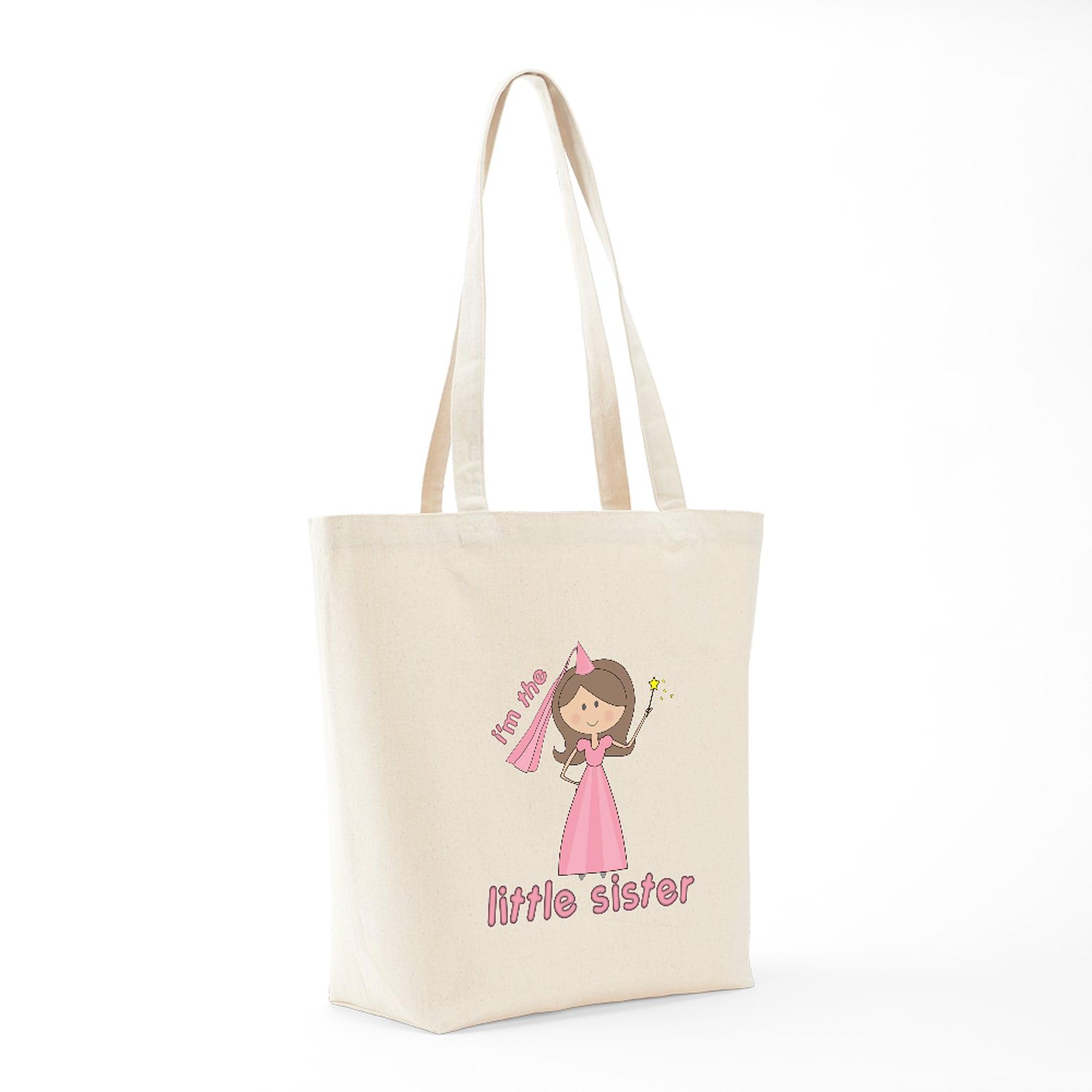 Princess Little Sister Tote Bag - Natural Canvas Reusable Shopping Bag for Women & Girls | Perfect for Groceries, School, Beach & Everyday Use