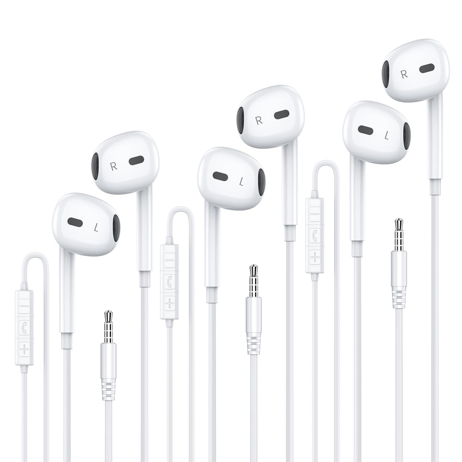 MOSWAG Wired Earbuds with Built-in Microphone & 3.5mm Jack - Noise Isolating In-Ear Headphones for iPhone, Android, PC, Laptop, iPad, MP3 Players - Perfect for Work, Gaming, Music & Calls