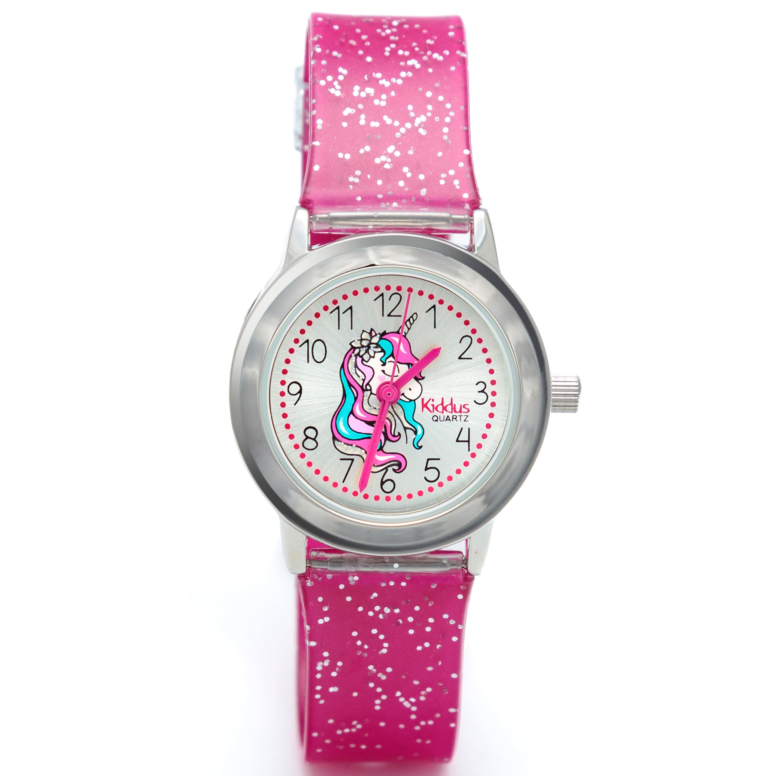 Kiddus Girls Watch with Glitter - Easy to Read Sparkly Learning Watch for Girls Age 4+ | Perfect for School, Playtime & Teaching Kids to Tell Time