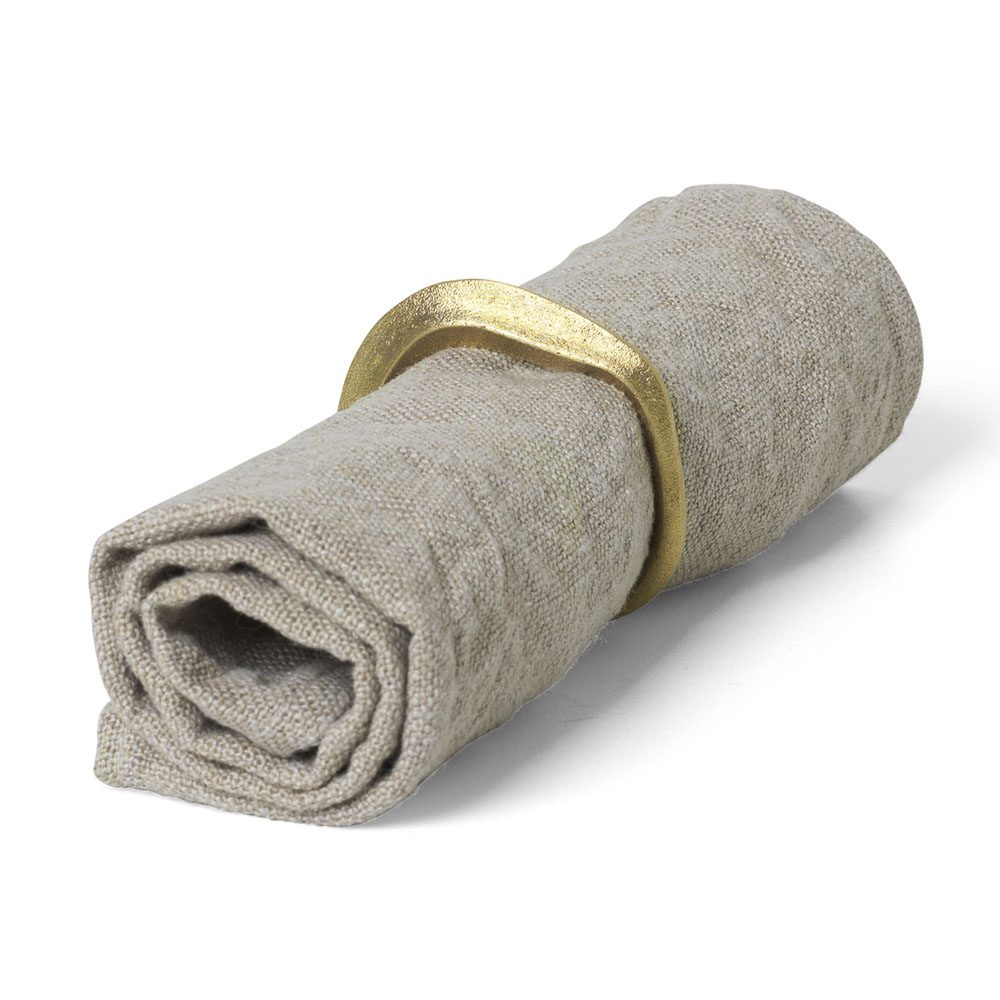 FERM LIVING Flow Napkin Rings Set of 4 - Premium Brass Tableware Decor for Dining, Wedding & Home Decor