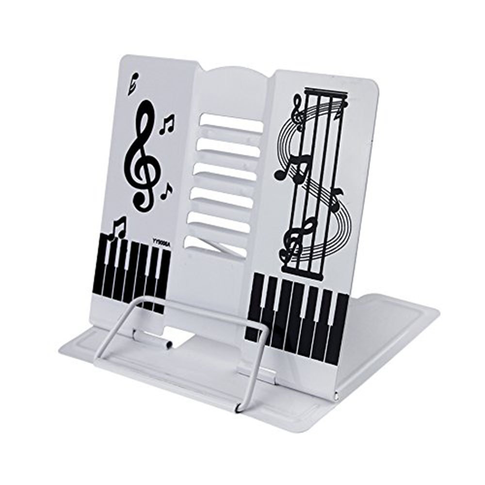 Premium Piano Book Stand & Holder for Large Textbooks - Adjustable Desk Bookrest & Document Display (White) - Perfect for Musicians, Students & Office Use