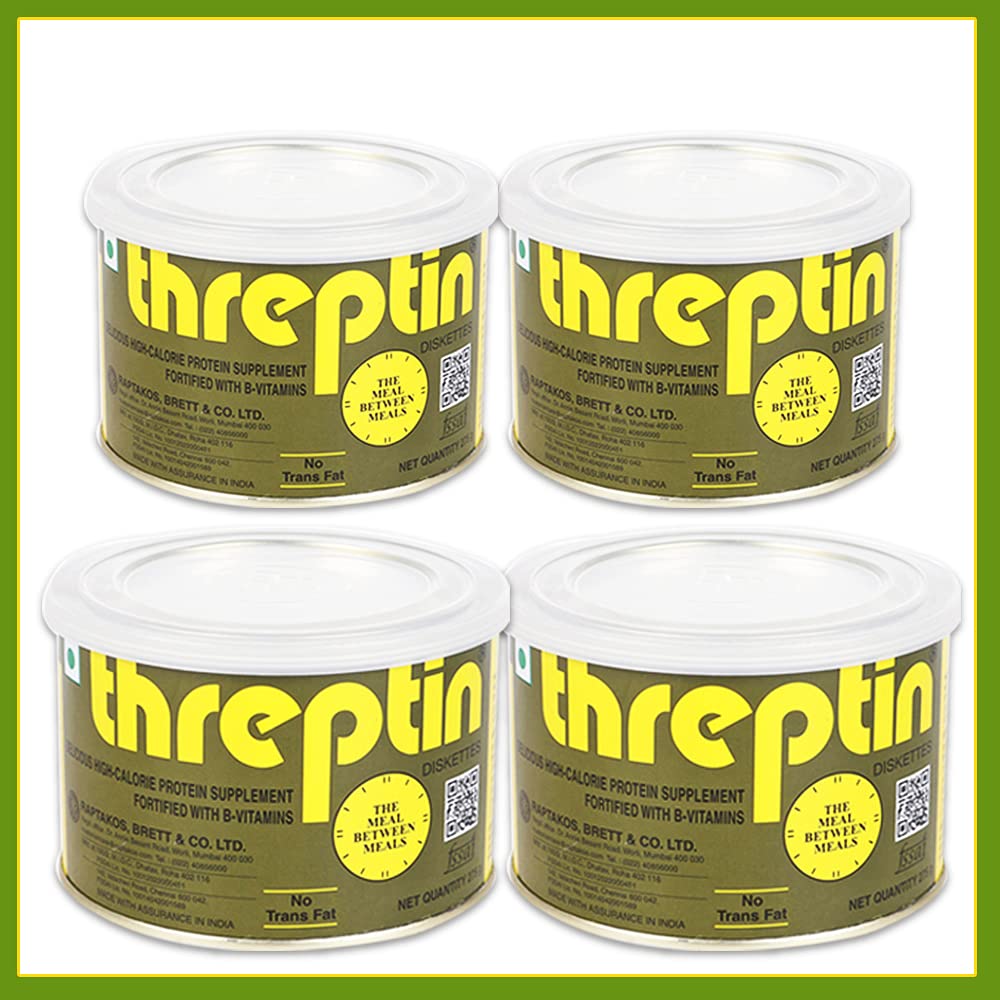 Threptin Regular Protein Supplement Diskettes - High Protein Cookies for Nutrition & Energy - 275g Pack of 8 | Ideal for Gym Workouts, Weight Gain & Healthy Snacking