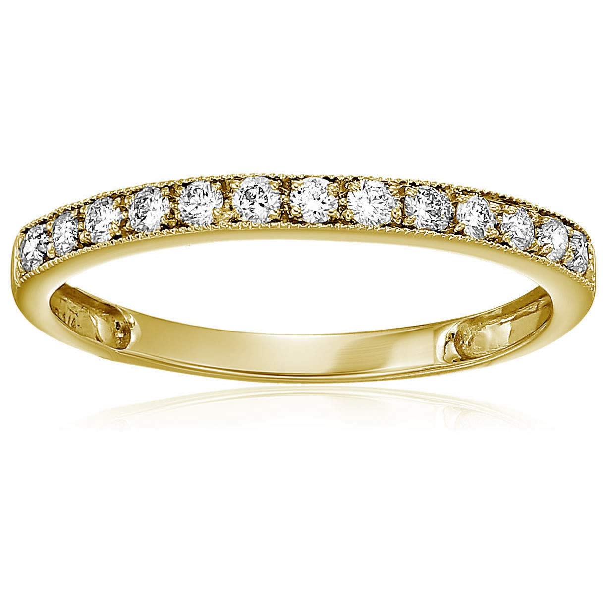 1/5 cttw to 1 cttw Diamond Wedding Band for Women - 14K Gold Milgrain Engagement Ring with Prong Setting, Size 4.5-10 | Perfect for Bridal Jewelry, Anniversary Gifts & Special Occasions