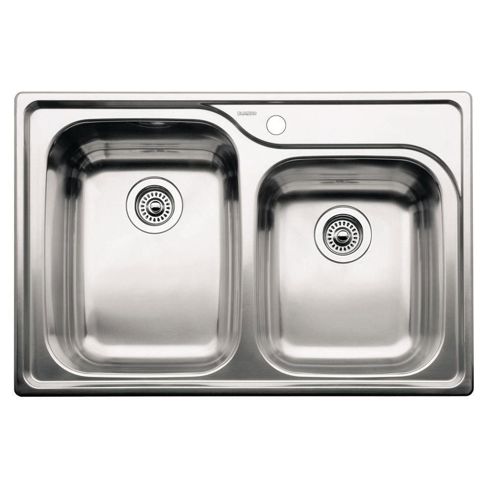 Blanco Supreme Drop-In Stainless Steel Kitchen Sink 33x22x8 Inches - 1 Hole & 1-3/4 Bowl Design (Model 165453) | Perfect for Modern Kitchens, Restaurant Prep & Home Renovation Projects