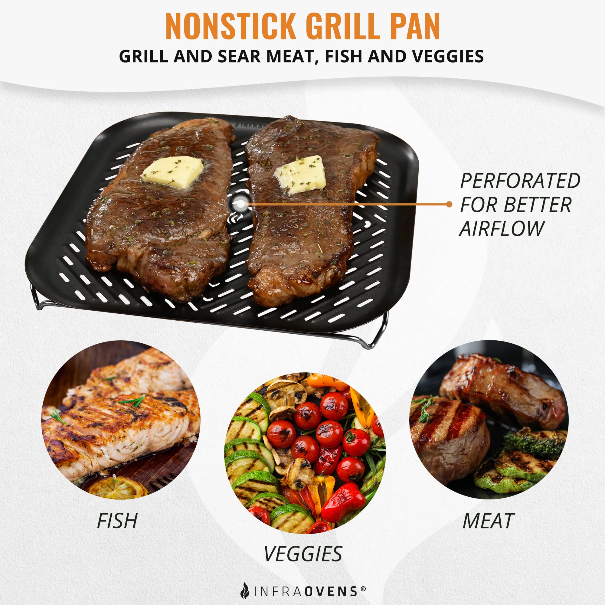12-Piece Air Fryer Accessories Set with Rack, Grill Pan & Cheat Sheet - Compatible with Dreo, Ninja, Ultrean, Gowise, Gourmia, Cosori, Chefman, Instant Pot - Includes Square Basket Liners for Air Fryers - Perfect for Healthy Cooking, Meal Prep & Quick Snacks