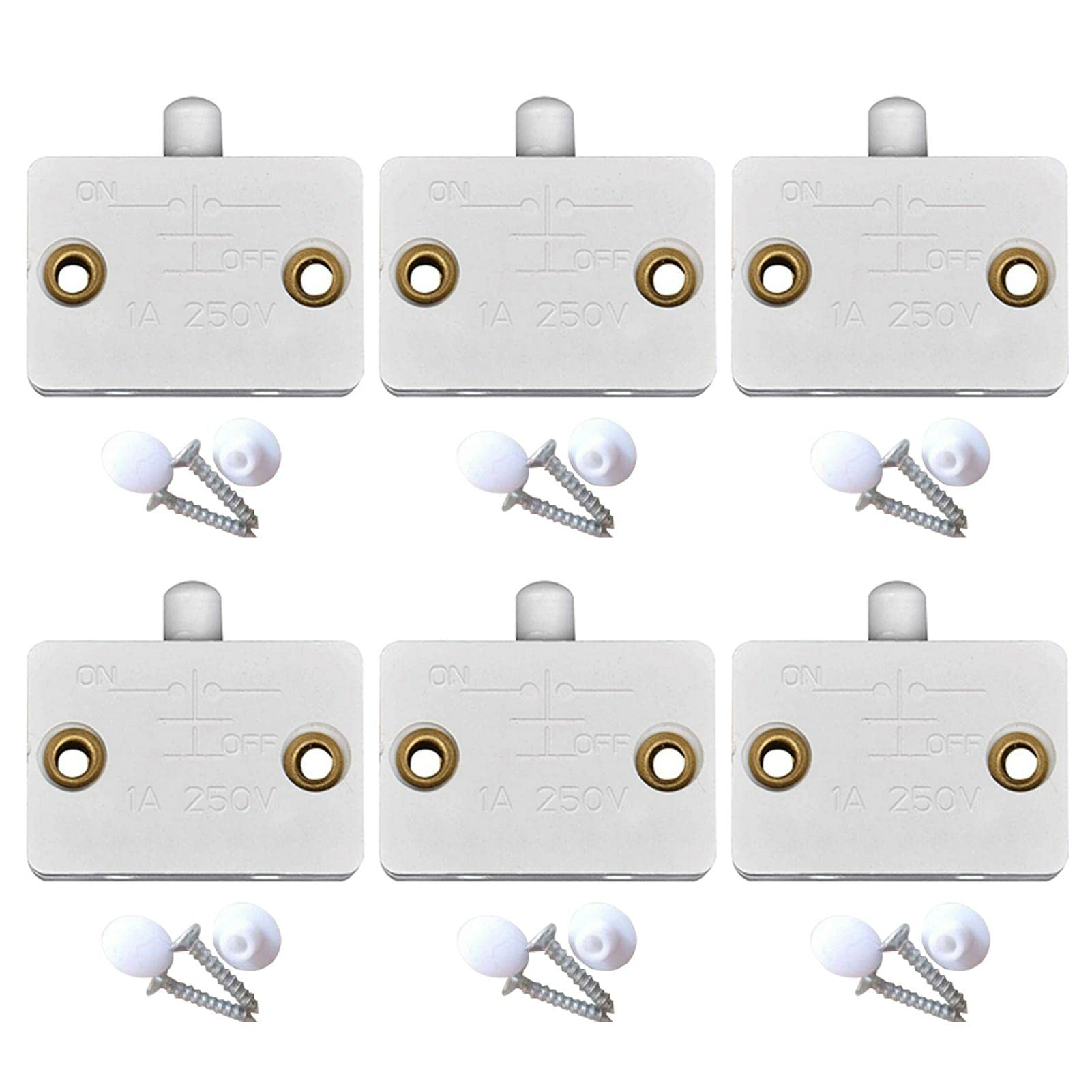 EMVANV 6-Pack White Cabinet Door Light Switch - Touch Activated Closet & Wardrobe Electrical Switch for Drawers, Cabinets & Storage Spaces | Perfect for Home, Office & Warehouse Lighting Control