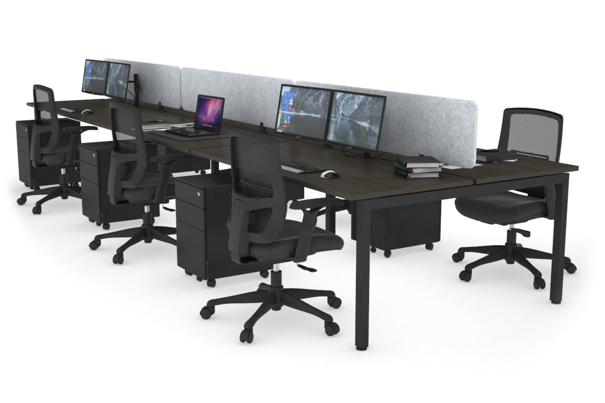 Quadro Square Legs 6-Person Office Workstation Desk [1600L x 700W] - Perfect for Team Collaboration & Open Office Spaces