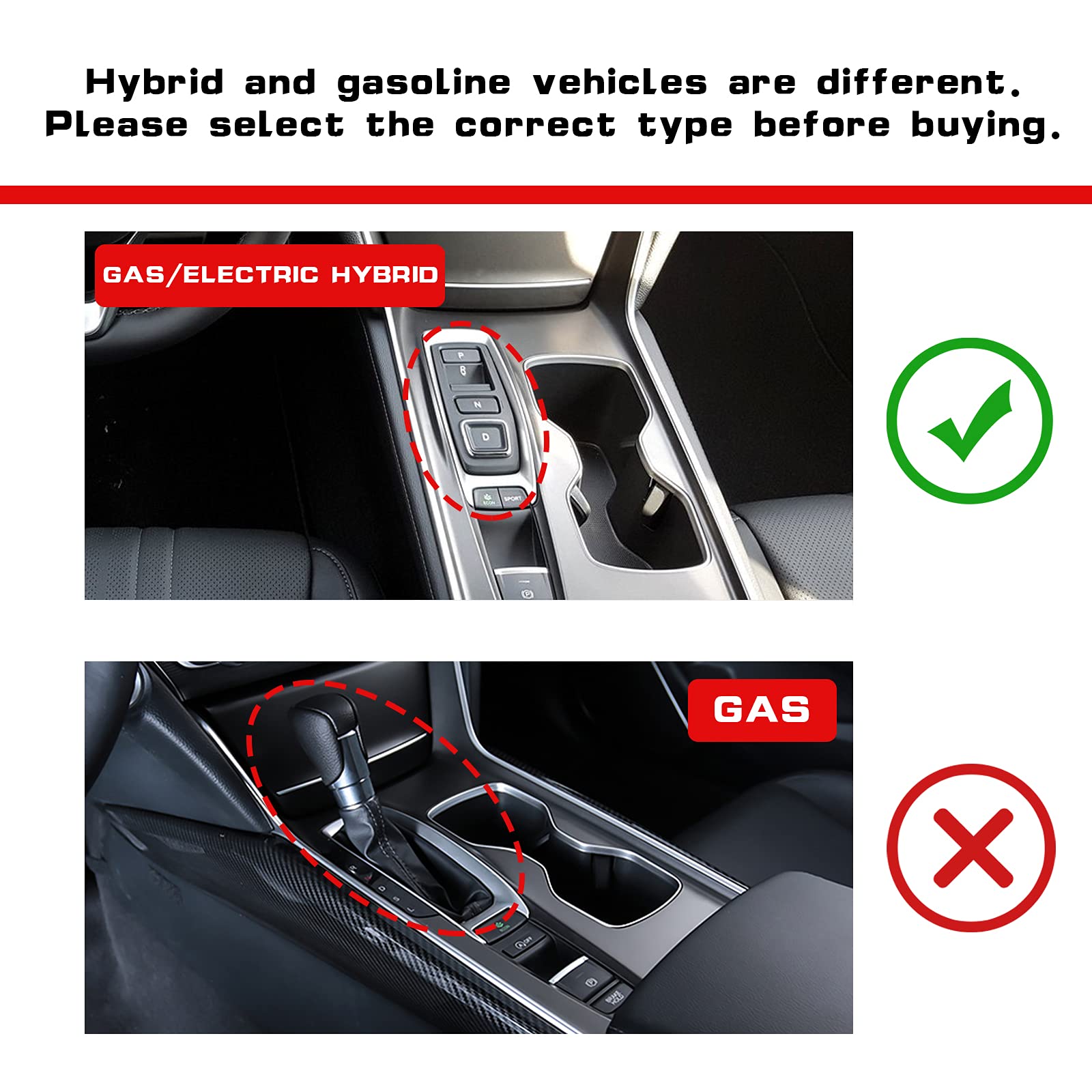 Carbon Fiber Gear Shift Frame Panel & Cup Holder Cover Trim for 2018-2022 Honda Accord 10th Gen (Hybrid) - Interior Console Upgrade Accessory - Perfect for Daily Commute & Road Trips