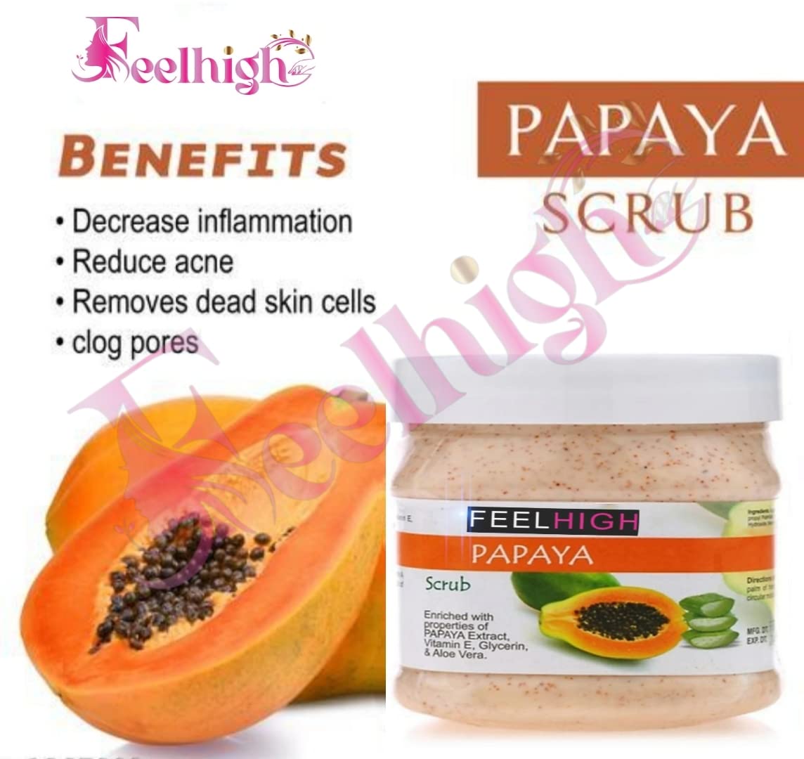 Feelhigh Papaya Face & Body Scrub with Charcoal Mask Set - Exfoliating & Detoxifying Skincare Duo for Clear, Glowing Skin - Perfect for Acne-Prone & Oily Skin Types