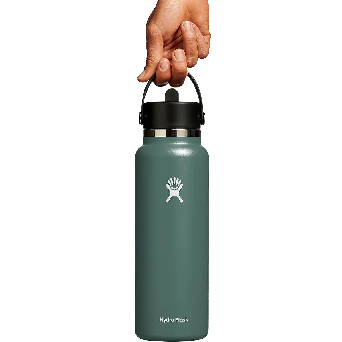 40 oz Wide Mouth Water Bottle with Flex Straw Cap - Insulated Stainless Steel Tumbler for Gym, Hiking & Outdoor Activities