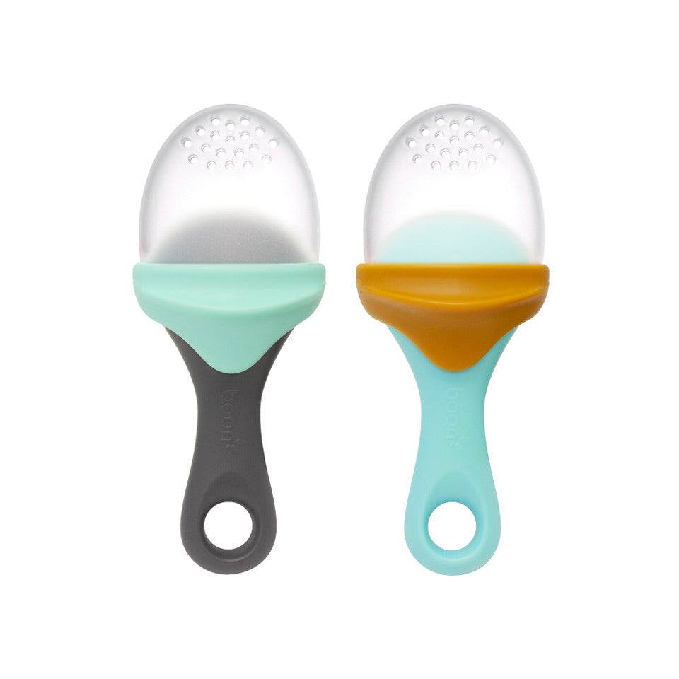 Boon PULP Silicone Baby Food Feeder with Soft Bristles - Safe Teething Toy for Infants & Toddlers - Perfect for Purees, Fruits & Veggies at Home or On-the-Go