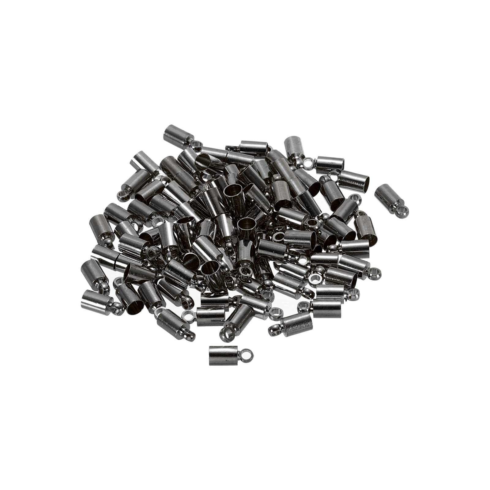 PATIKIL 100Pcs 3.5mm Brass Cord End Caps - Barrel Beads for Leather Cord, Kumihimo, Tassels & Jewelry Making (4mm Length, Dark Gray) - Perfect for DIY Crafts, Bracelets, Necklaces & Home Decor