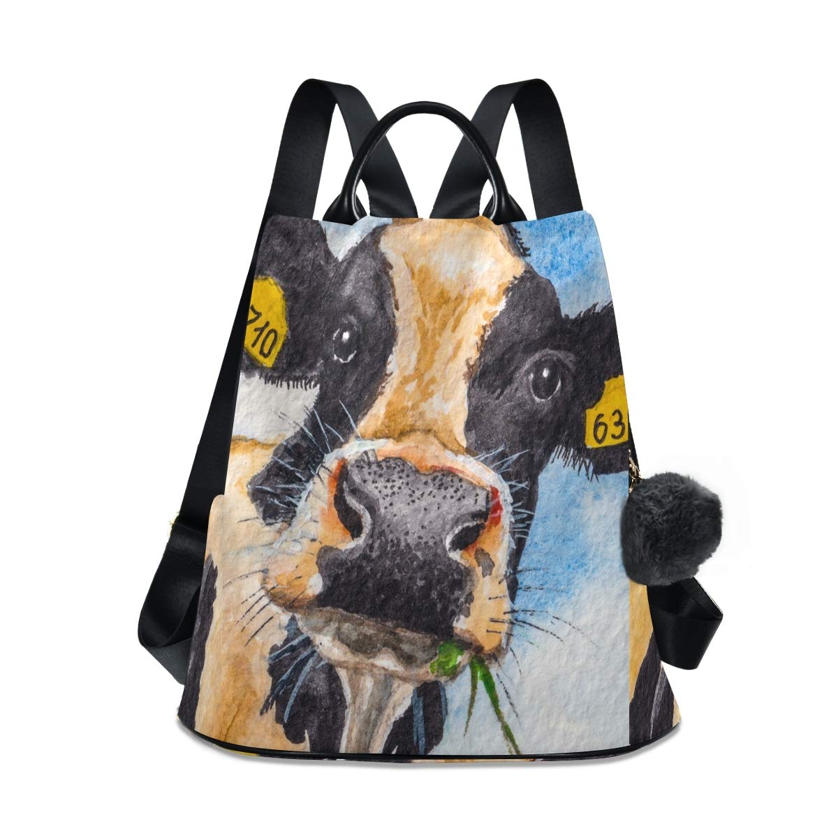 ALAZA Cow Print Farm-Themed Outdoor Backpack for Women - Stylish Durable Daypack for Hiking, Travel & Daily Use