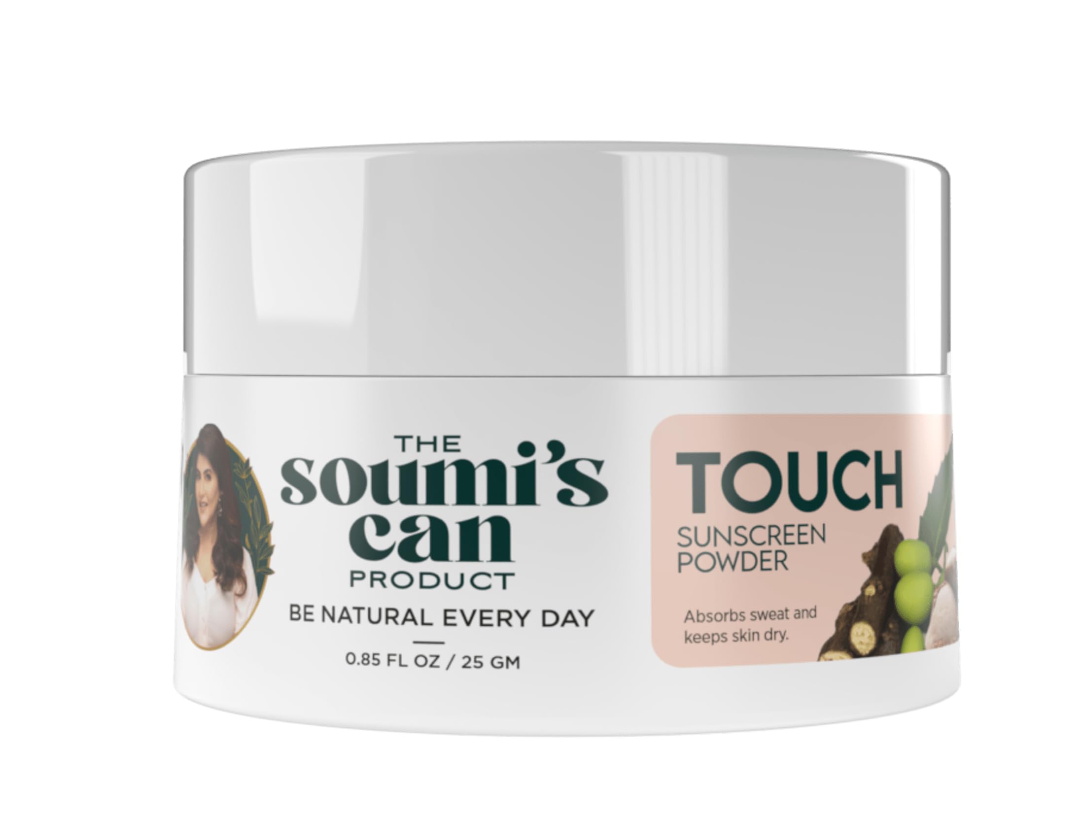 SOUMI's CAN Touch Sunscreen Powder - Natural SPF Face Powder with Zinc Oxide & Titanium Dioxide | Sweat-Proof, Cooling Formula for Oily Skin | Neem & Kapur Kachri for Anti-Bacterial Protection | Sandalwood Scented UV Shield | Travel-Friendly Compact Powder for Summer, Beach & Outdoor Activities | 25g (2-Pack)