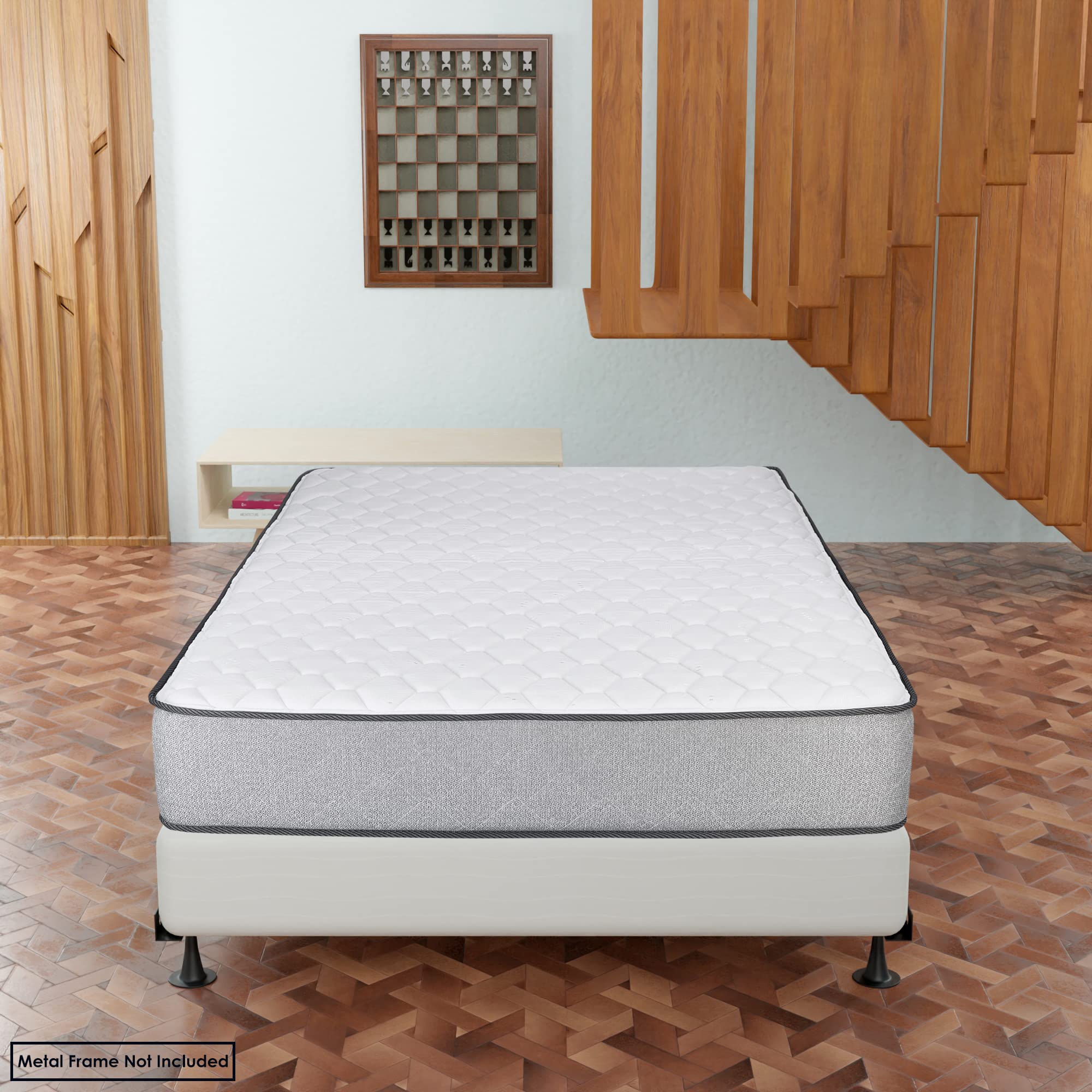 Greaton 8-Inch Sturdy Box Spring for Queen Mattress Support - Durable Natural Wood Foundation, Easy to Assemble, White | Bed Frame Support for Enhanced Comfort & Back Pain Relief