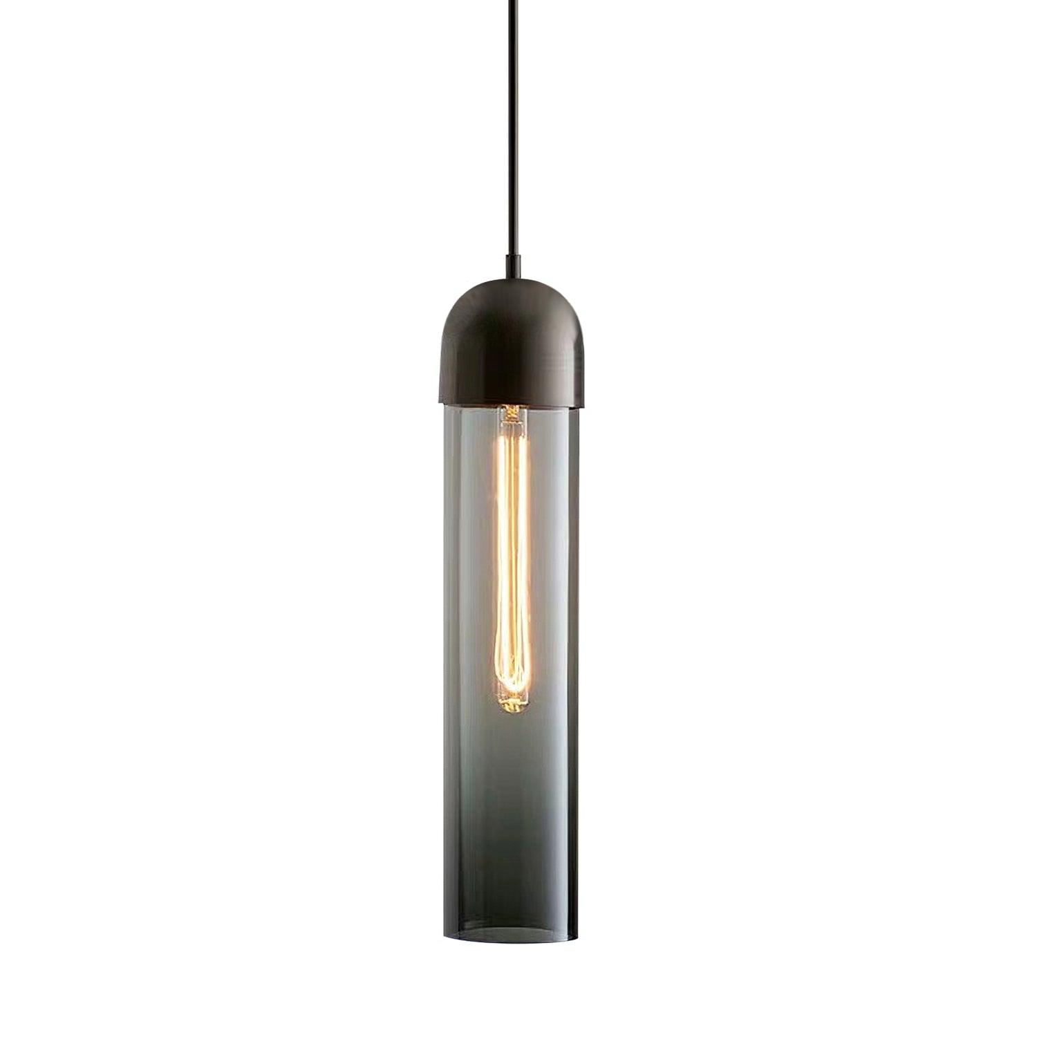 Modern Glass Cylindrical Pendant Light - Sleek Hanging Fixture for Kitchen Island, Dining Room & Bedroom Lighting