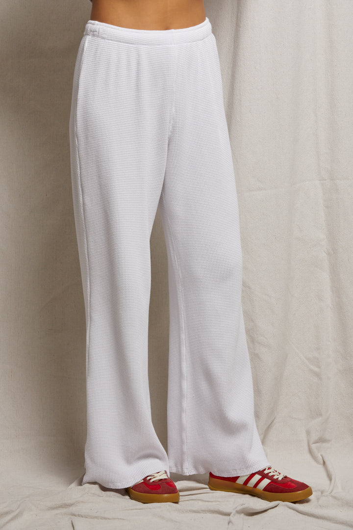 Premium White T-Shirt for Men & Women | Soft Cotton Crewneck Tee | Shane Waffle Lounge Pants | Cozy Loungewear Set for Home, Yoga & Casual Outings