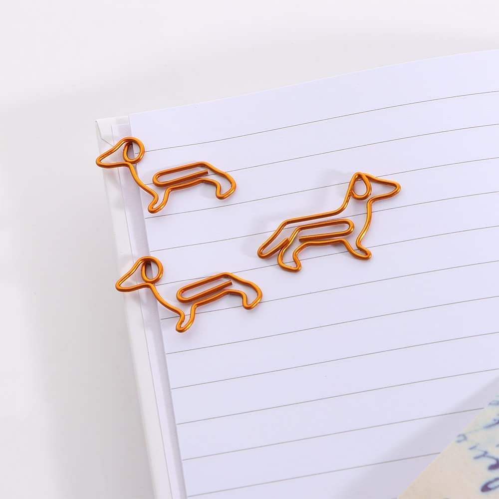 20 PCS Dachshund Shaped Paper Clips - Cute Dog Design Small Paper Clips for Office, School, Planner, Notebook & Bookmarking - Fun Office Supplies & Unique Gifts for Dog Lovers