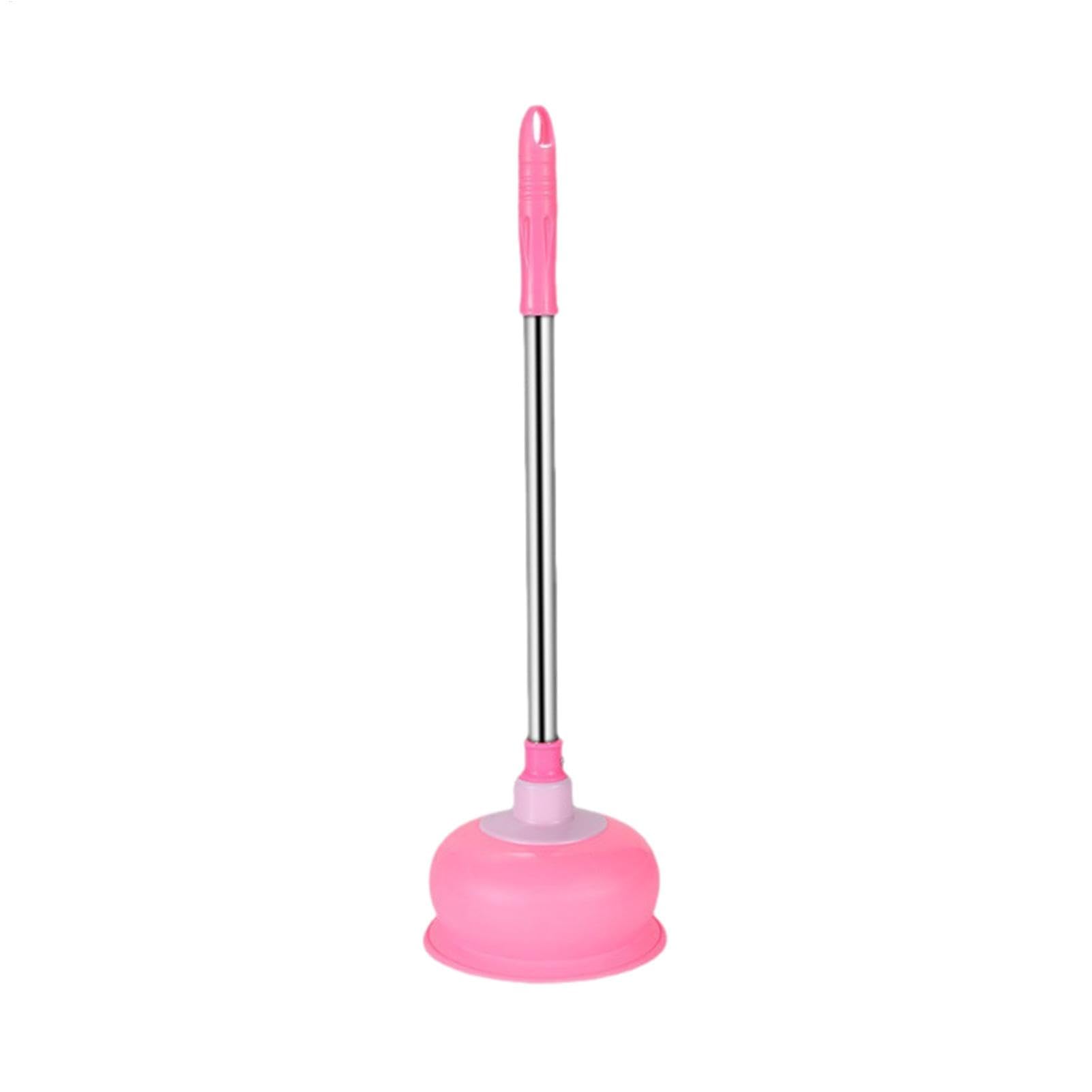Heavy Duty Long Handle Toilet Plunger - Powerful Bathroom Drain Unblocker for Kitchen & Bathroom Clogs - Pink - Ideal for Home Cleaning and Emergency Plumbing Needs