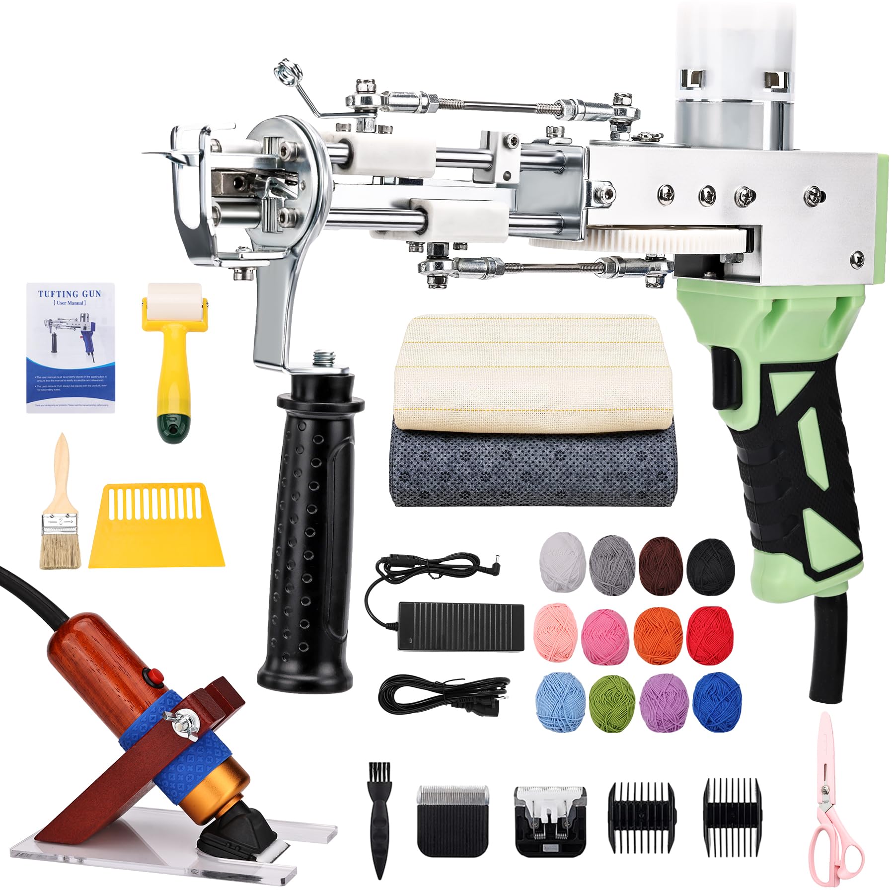 Zowwfast Rug Tufting Gun Starter Kit - 2 in 1 Cut Pile & Loop Pile Carpet Tufting Machine with Digital Speed Control, Non-Slip Grip & Carpet Trimmer - Perfect for DIY Rugs, Wall Hangings & Home Decor Projects
