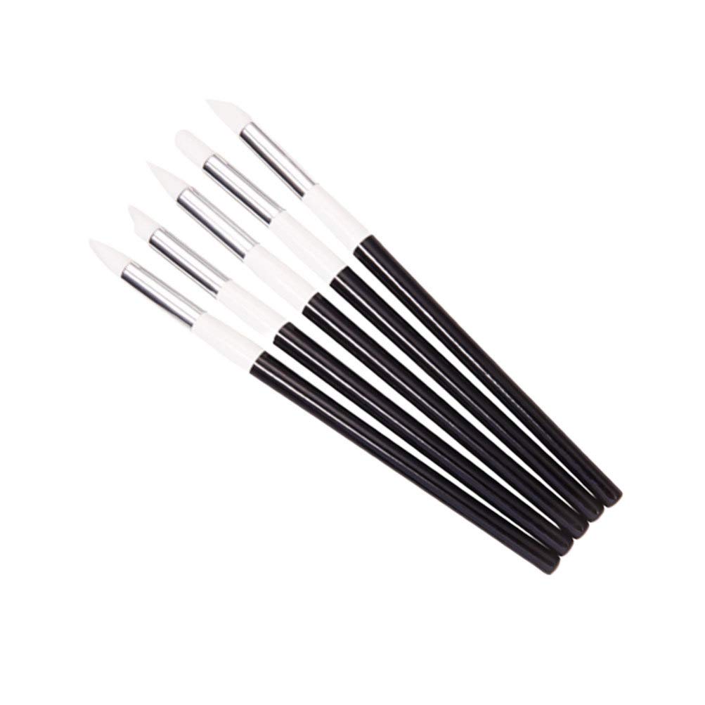 5pcs Nail Art Brush Set - Silicone Polymer Clay Tools & Nail Polish Carving Pens for Professional Manicure - Perfect for Nail Painting, Acrylic Nail Design, and DIY Nail Art at Home or Salon