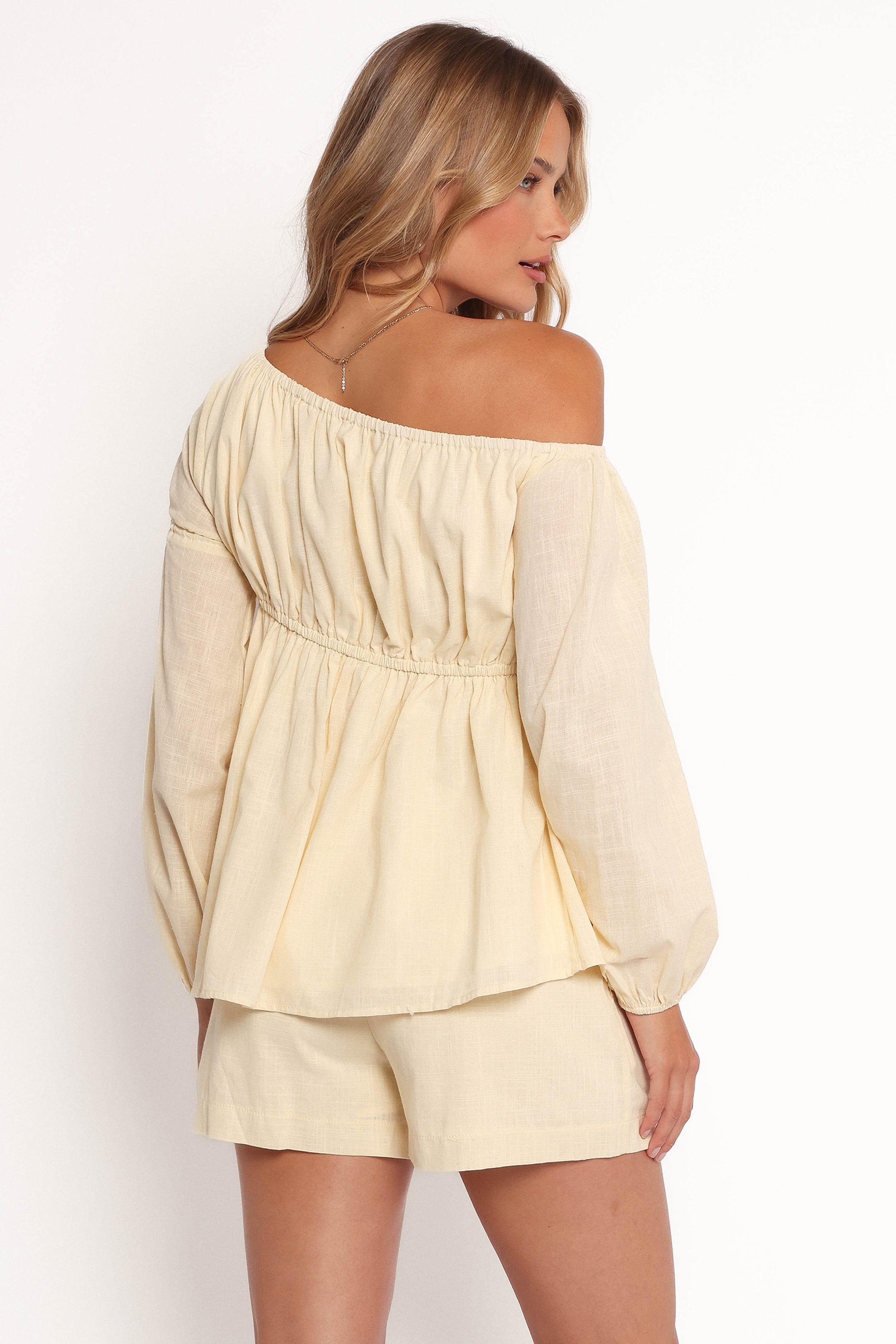 Bodhi Off Shoulder Top for Women - Soft Butter Yellow Blouse for Summer, Beach, and Casual Outings