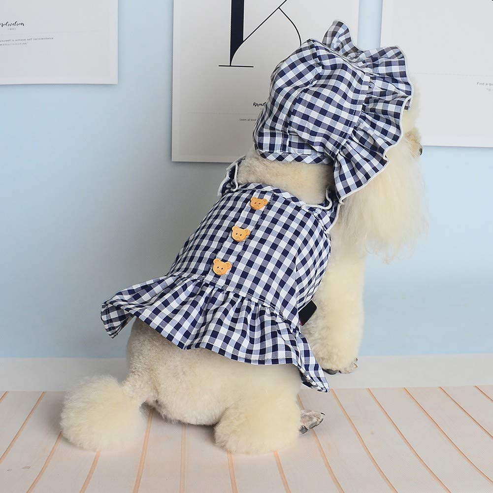 Patgoal Plaid Dog Dress with Hat - Cute Puppy Tutu Skirt Outfit for Small Dogs & Cats | Perfect for Parties, Photo Shoots & Special Occasions