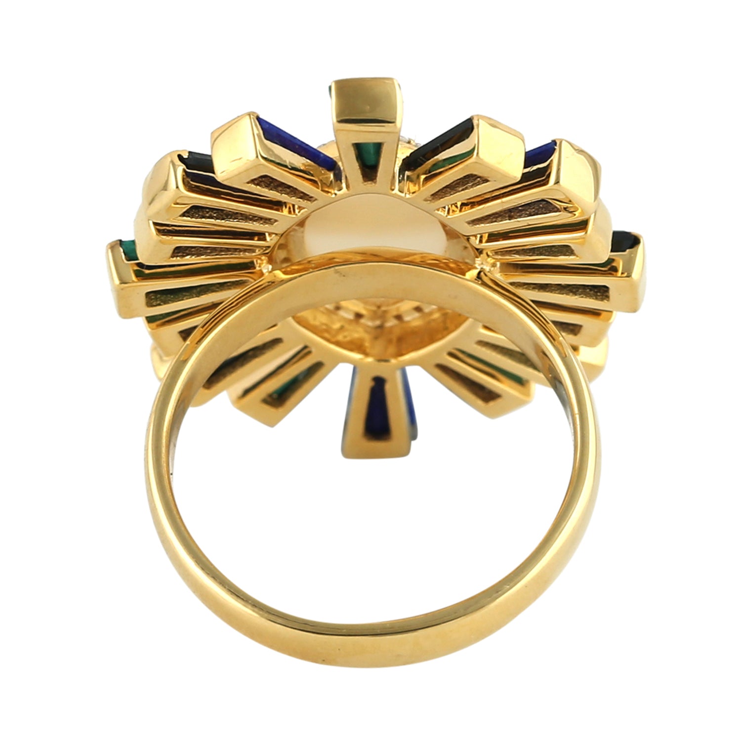 14K Yellow Gold Marquise MOP Evil Eye Ring with Baguette Spinel & Pave Diamonds - Spiritual Protection Jewelry for Women, Perfect for Daily Wear & Gift Giving