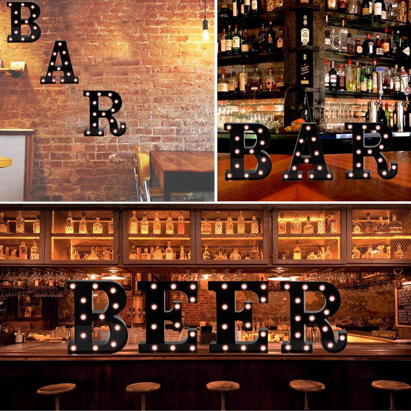 LED Marquee Letter Lights - Black Alphabet & Number Signs for Home, Bar, Wedding & Party Decor - Night Light, Christmas & Birthday Decoration - Perfect for Bedroom, Nursery, Cafe and Event Lighting