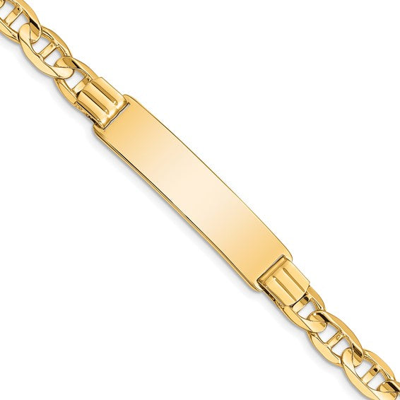 14KT Gold 7mm Wide Anchor Link ID Bracelet for Men - 8 Inches - Perfect for Gifts, Weddings & Everyday Wear