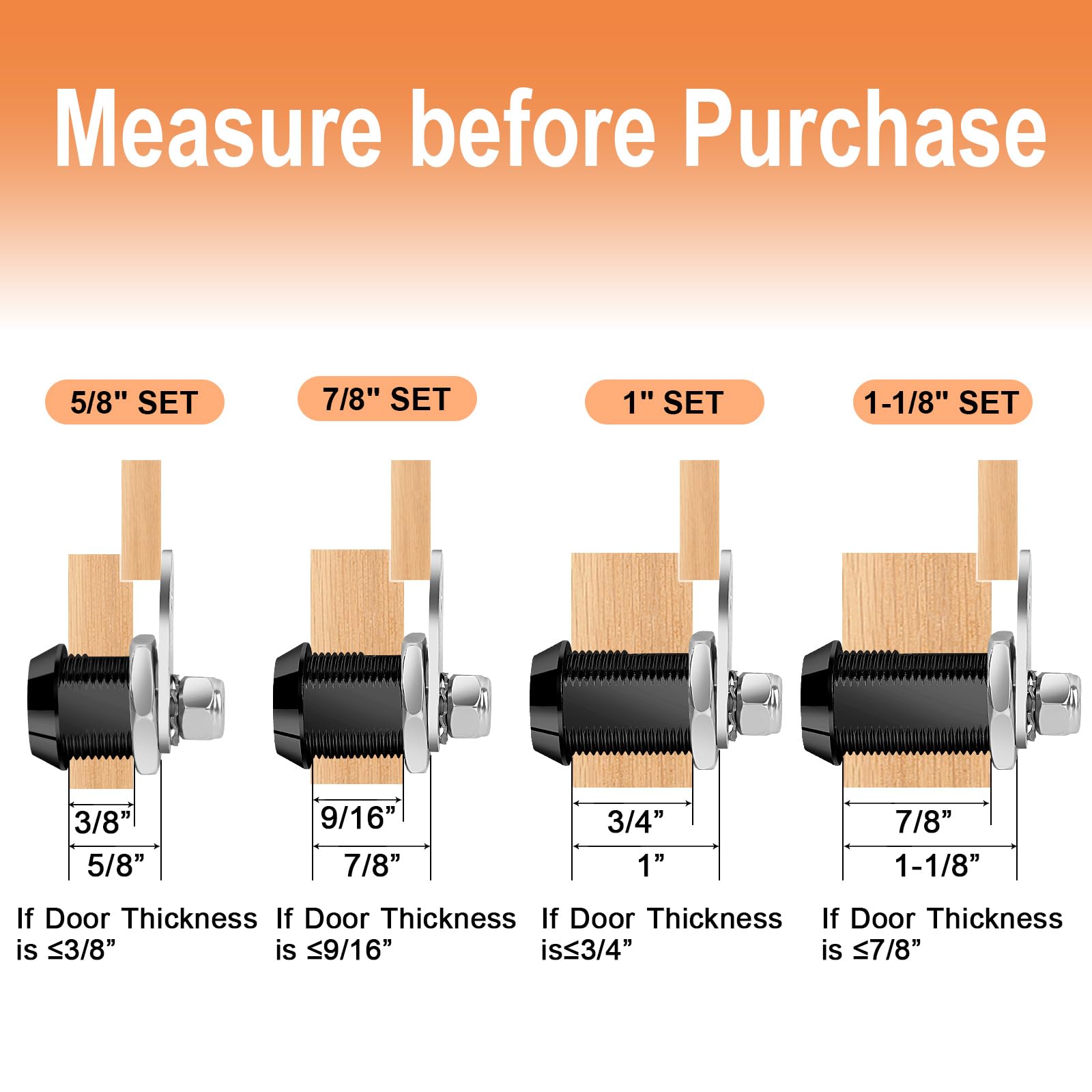 4-Pack Black 1-Inch RV Storage Cam Locks with Keys - Keyed Alike for Toolbox, Camper, Trailer & Vending Machine - Secure Replacement Lock Set with 8 Keys (4 Locks) - Perfect for Outdoor Storage & Vehicle Security