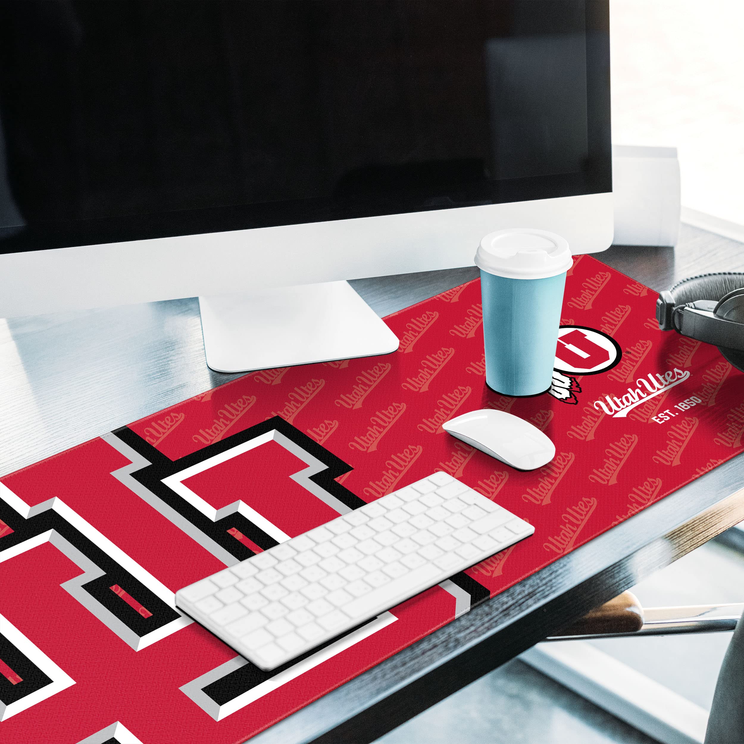 YouTheFan NCAA Utah Utes Logo Series Desk Pad - Non-Slip Mouse Pad & Gaming Surface for Office, Home, Dorm Room - Perfect for Work, Study & PC Gaming
