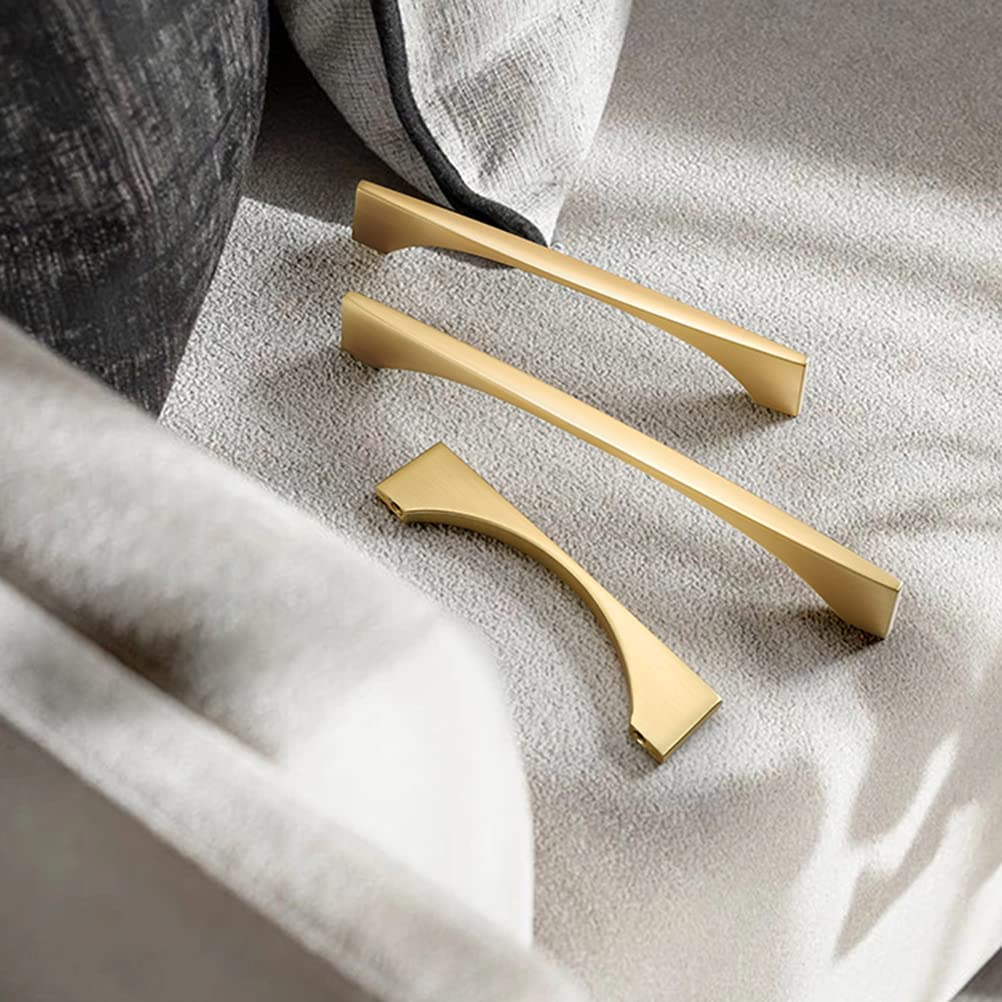 4 Pack Gold Cabinet Drawer Pulls - Brushed Brass Handles for Dresser & Bathroom Cabinets | Vintage Style Hardware for Home Renovation & Furniture Upgrade