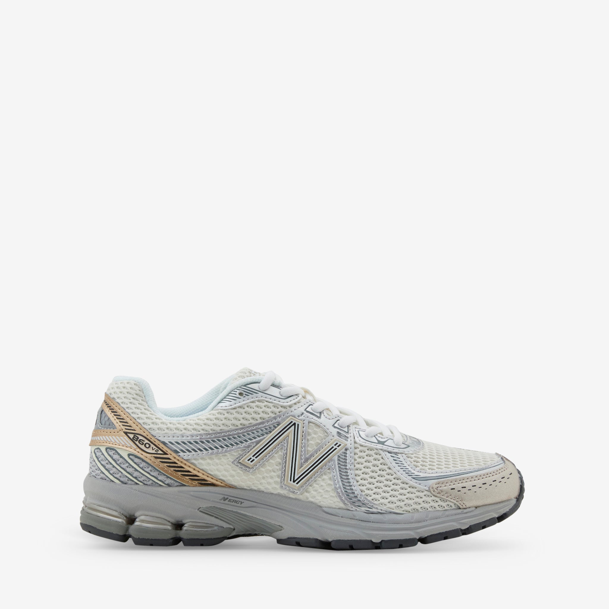 New Balance 860v2 Running Shoes - Sea Salt & Gold Metallic for Men & Women | Lightweight Cushioned Sneakers for Jogging, Walking & Gym Workouts