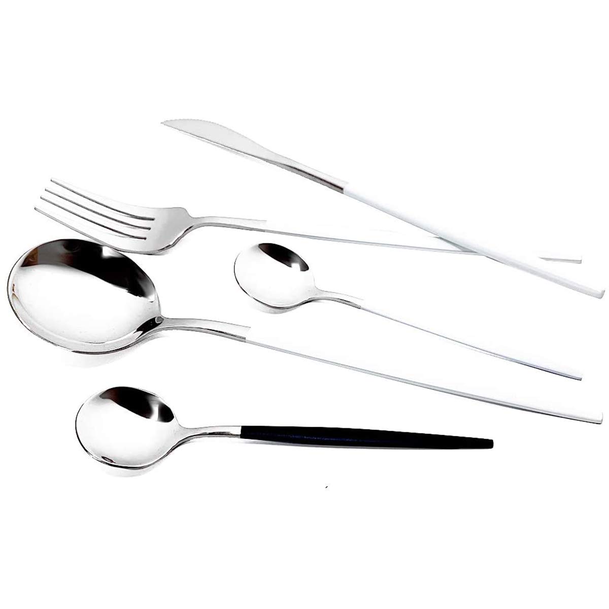40-Piece 18/10 Stainless Steel Silverware Set - Mirror Polished Cutlery Flatware with White Handles (Forks, Spoons, Knives) - Durable & Reusable for Family Dining, Restaurants, Weddings & Everyday Use (Service for 10)
