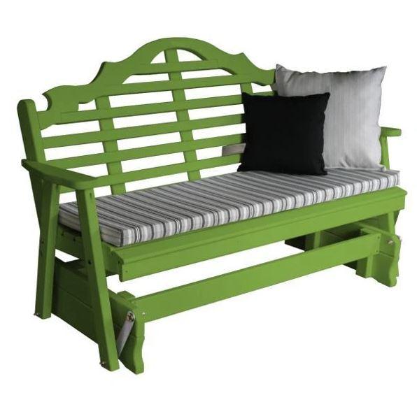 A & L Furniture Yellow Pine Marlboro Glider - Comfortable Wooden Porch Swing for Outdoor Relaxation, Garden, Patio, and Backyard Use