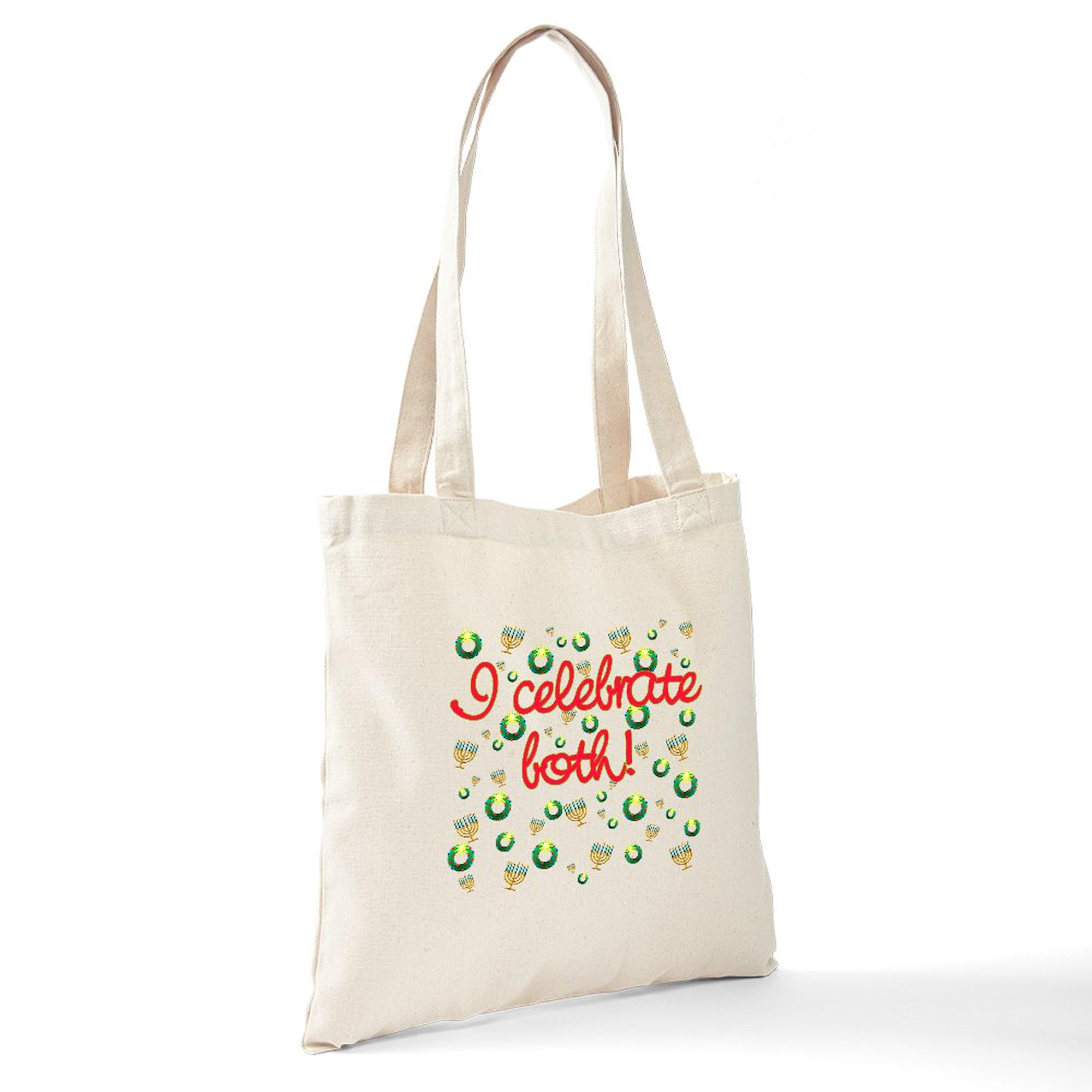 Hanukkah and Christmas Reusable Canvas Tote Bag - Eco-Friendly Natural Shopping Bag for Holiday Gifts, Groceries & Daily Use