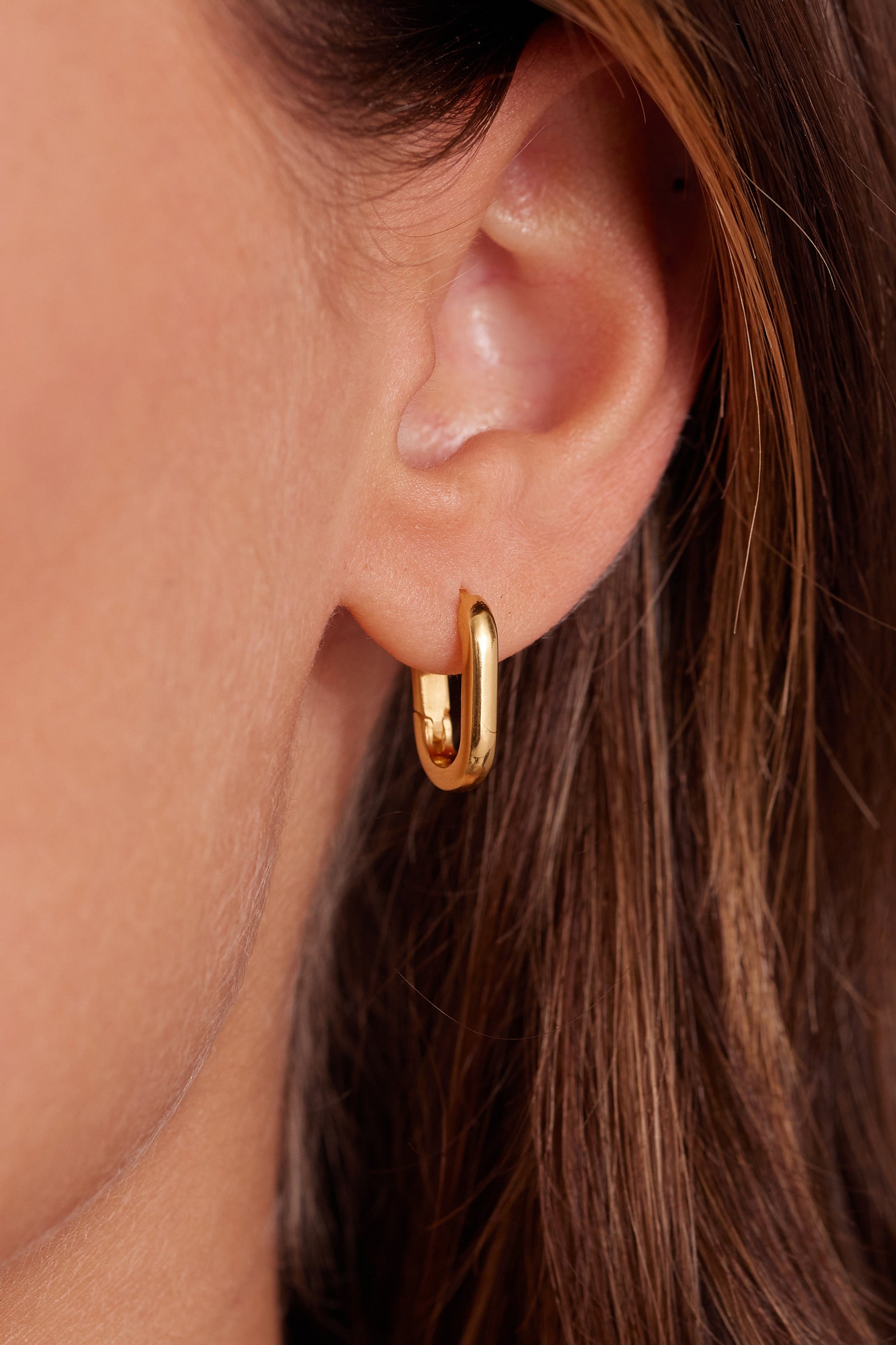 Polished Gold Paperclip Huggie Hoop Earrings for Women - Medium Size - Perfect for Everyday Wear, Office & Casual Outfits
