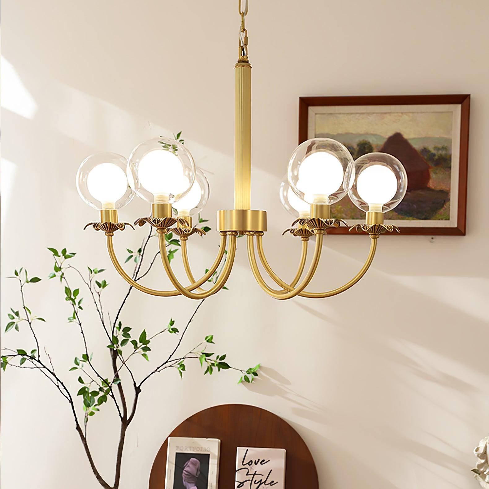 Elegant Aureate Radiance Glass Chandelier - Modern Crystal Ceiling Light Fixture for Dining Room, Living Room & Bedroom Decor