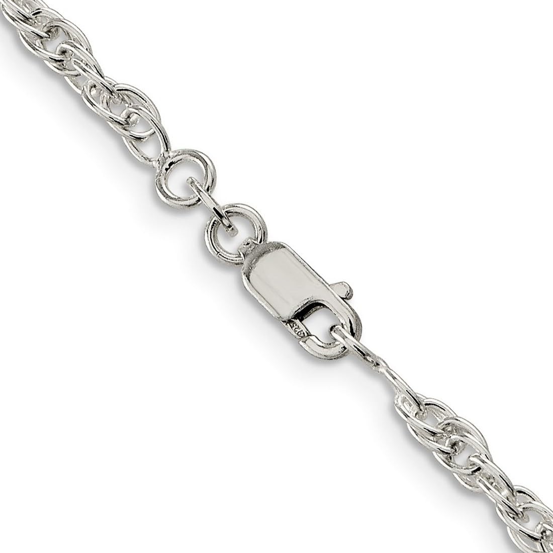 925 Sterling Silver Polished 2.75mm Loose Rope Chain Necklace 20 Inch with Lobster Claw Clasp - Unisex Jewelry for Women & Men | Perfect for Layering, Gift Giving and Everyday Wear
