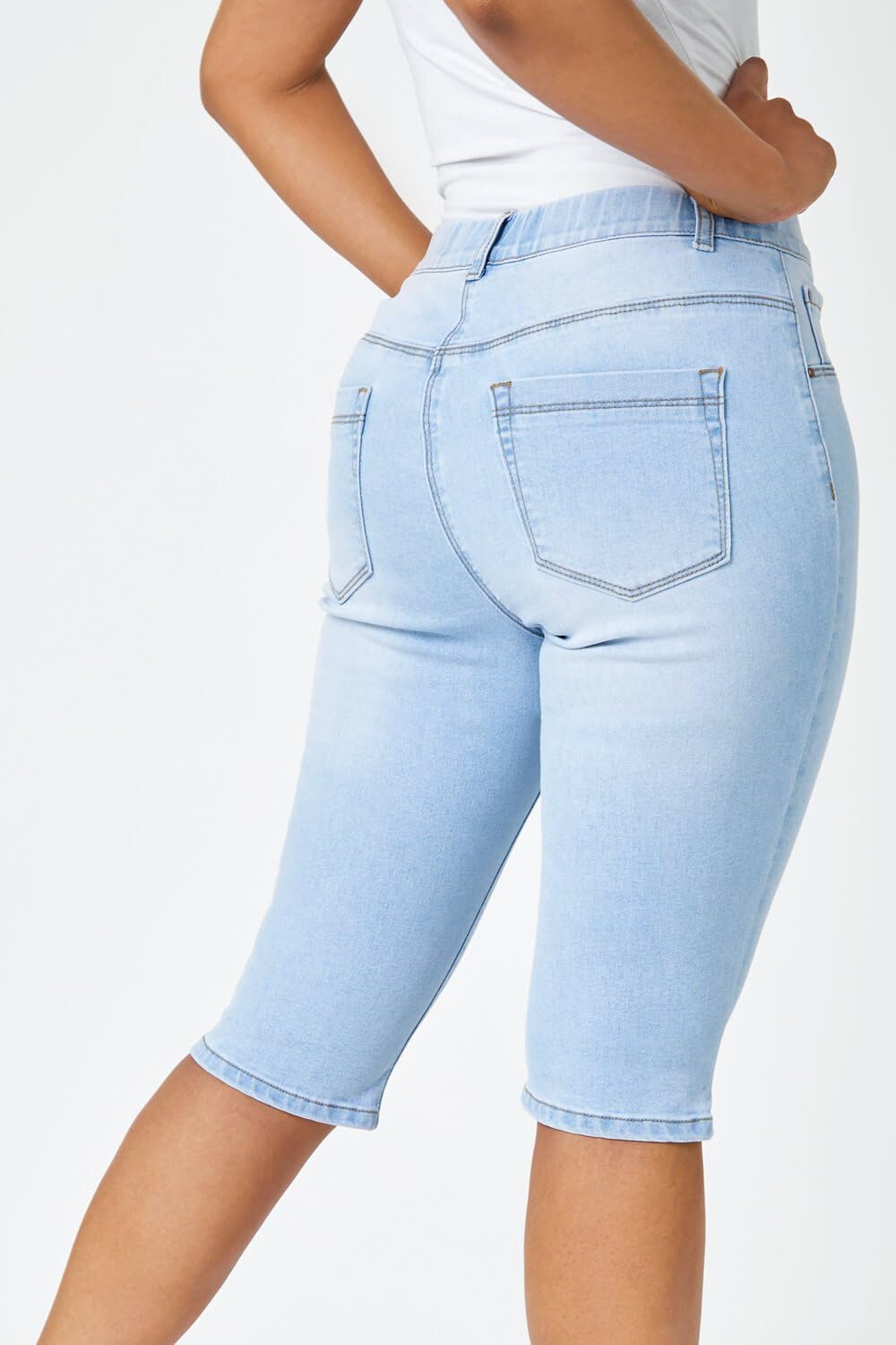 Roman Originals Women's Stretch Denim Jeggings - Knee Length Capri Pants, Cotton Summer Cropped Jeans & Leggings for Casual Wear, Work, Spring & Summer Outfits