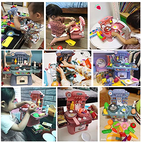 **Kids Pretend Play Kitchen Set - Imitation Chef Toy with Light & Music, Running Water Sink & Electronic Induction Stove - Perfect Gift for Girls & Boys - Red Kitchen with Food Accessories - Ideal for Role Play, Birthday Gifts & Early Learning**